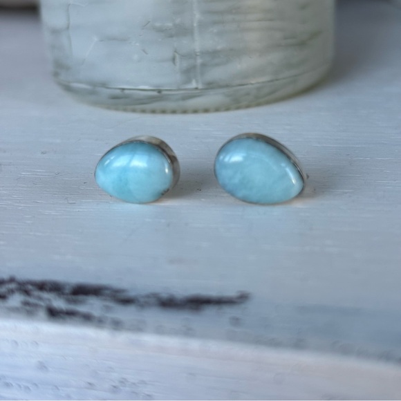 Laramar and Sterling Silver Teardrop Stud Earrings - Picture 2 of 8